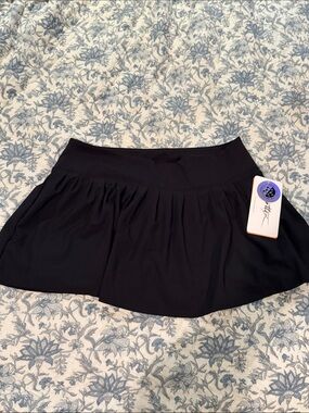 Gottex Athletic Black Pleated Skirt with Wide Waistband